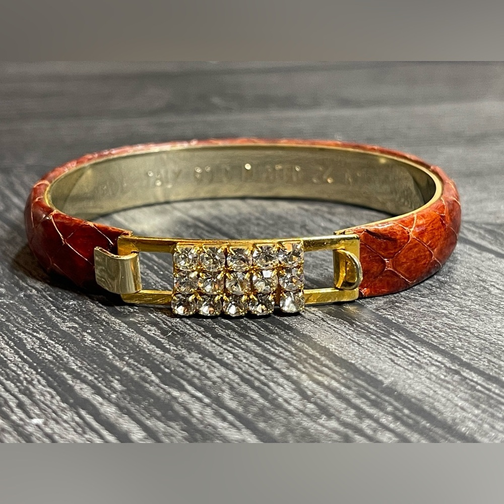 24KT Plated Red Snakeskin Made in Italy Bangle Vintage Bracelet